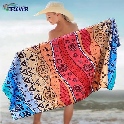 China Large Size 80x160cm 300gsm Reusable Cleaning Wipes Full Color Printed Microfiber Beach Towel for sale
