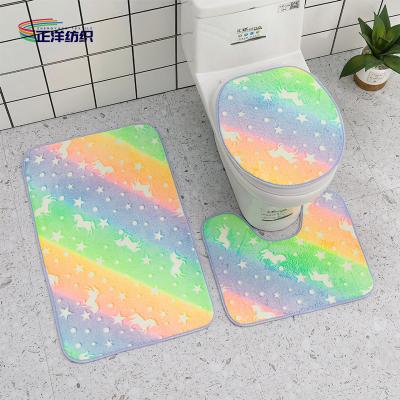 China Microfiber Entrance Rugs Indoor Fluffy Fabric PU Backing Floor Mat Foot Mat Bathroom Mat Set for sale