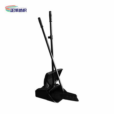 China Restaurant Office Hospital Foldable Windproof Rubber Long Handle Plastic Broom Dust Pan Set for sale