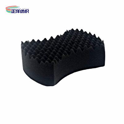 China 19x14x6cm Car Wax Applicator Pad Black PU Sponge Scratch Free Sawtooth for sale