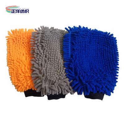 China 22x28cm 1500gsm High Density Polyester Microfiber Chenille Car Detailing Gloves for sale