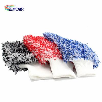 China Polyester Car Detailing Tools 16x28cm 1500gsm Microfiber Scratch Free Car Washing Glove for sale