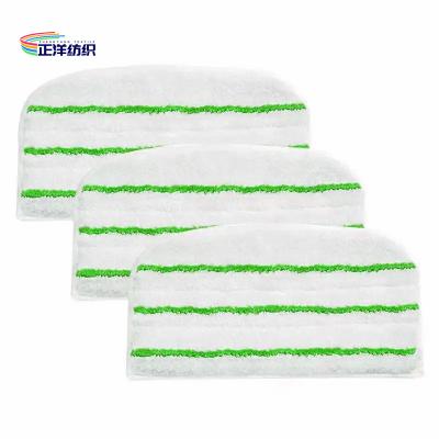 China 18x32cm 600gsm Wet Cleaning Mop Green Stripes Mesh Air Cloth Steam Mop Refill Pad for sale