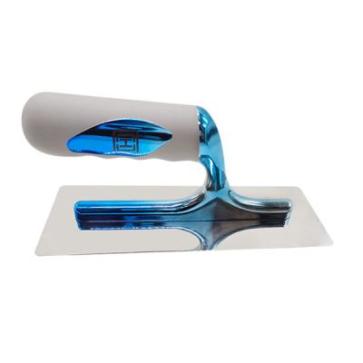 China Blue Stainless Steel Trowel Plastic Soft Rubber Handle Plastering Finishing Trowel for sale