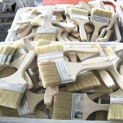 China Flat Chip Natural Bristle Paint Brush 4in Multicolor Wool Hair Brush for sale