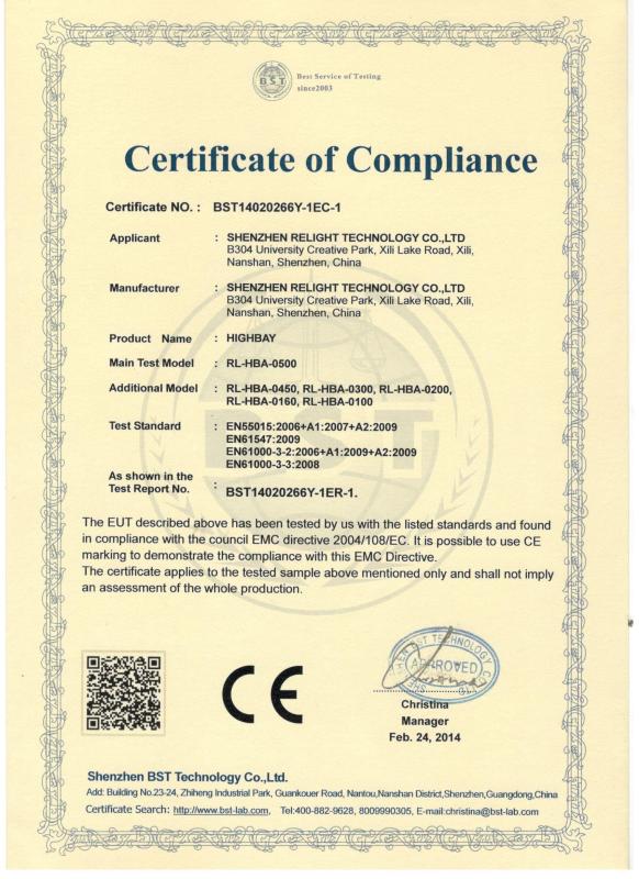 CE - Shenzhen Relight Technology Co.,Ltd