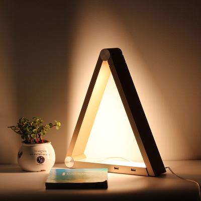 China Bedroom Reading 150lm Triangle Desk LED Night Lamp With Wireless Charger for sale