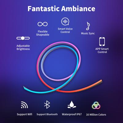 China Smart Light 12v Flex Led Neon Rope Rgb Home Decorative With Music Mode for sale