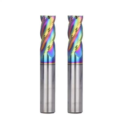 China Rainbow Carbide DLC Coated End Mills Fresas CNC Milling Cutter For Aluminum/Copper for sale