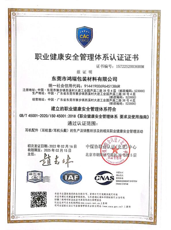 ISO45001 - LUCKY GREAT INDUSTRY (HONG KONG ) LIMITED