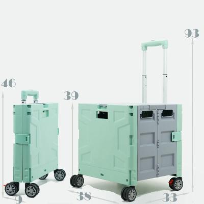 China Folding Portable Rolling Crate Wheel Box Shopping Trolley With Lid Wear Resistant zu verkaufen