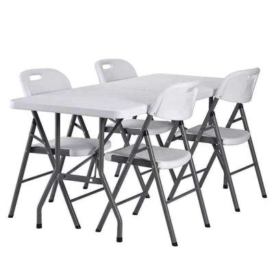 China 5 Feet Outdoor Portable Plastic Folding Table Chair Wild White Table 4 People for sale