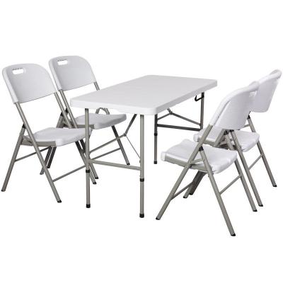 China 4ft Adjustable White Plastic Picnic Folding Table Chair For Event For Garden Outdoor for sale