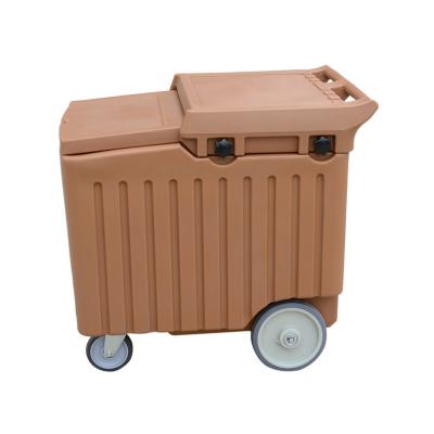 China 110 Liters Plastic Portable Ice Bin On Wheels For Beverage And Meal Service for sale