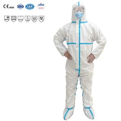 China Double Zip Custom White Disposable Coverall With Elastic Band Boots For Oil Mining for sale