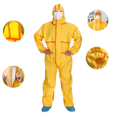 China 70-100GSM Heavy Industry Disposable Hazmat Suit Chemical Protection Coverall Type 3 4 for sale