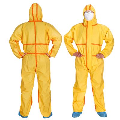China Yellow Heavy Industry Type 3 Disposable Coveralls Chemical Fluids Protection Overalls for sale