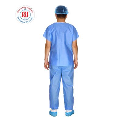 China Blue Short Sleeve Hospital Surgical Scrubs Disposable Scrub Suit Clothing Nursing Scrubs for sale