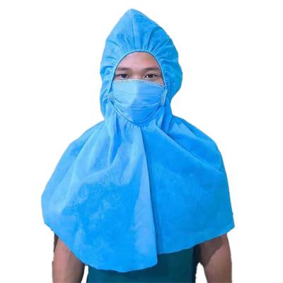 China Micro Porous Disposable Head Neck Cover Non Woven Balaclava Hood With Cape for sale