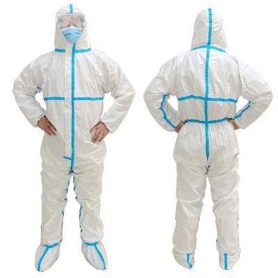 中国 OEMのウイルスの非編まれた使い捨て可能なつなぎ服の微孔質の保護つなぎ服のジャンプスーツ 販売のため
