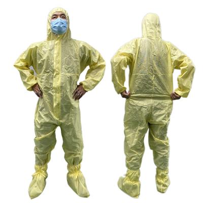 China Non Woven Yellow Color Disposable Sms Coveralls Asbestos Removal Coveralls for sale