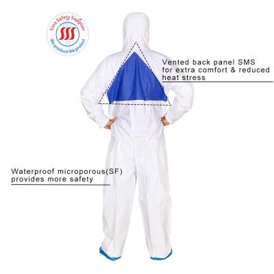 China Waterproof Microporous Film Type 5 6 Disposable Coveralls WIth Sms Back Panel for sale