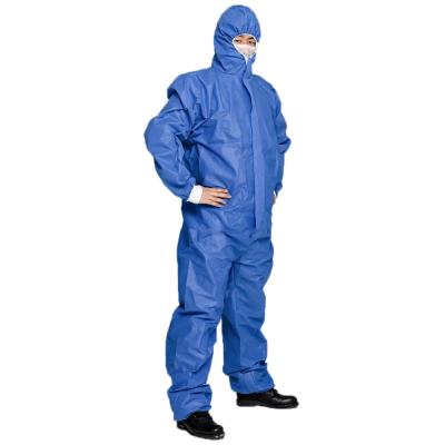 China Non Medical Disposable Sms Coveralls Non Woven Waterproof Anti Static Blue Color for sale