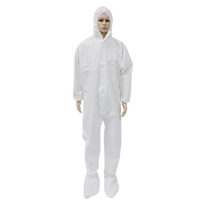 China Non Woven Disposable Hooded Coveralls PP PE Laminated White With Boot Cover for sale