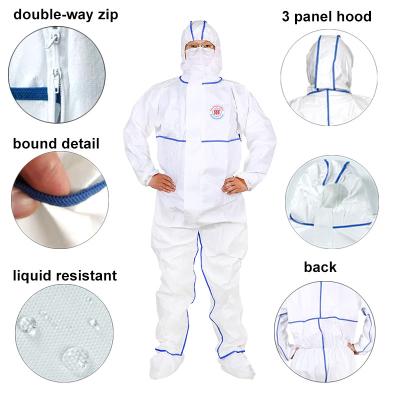 China Sf Microporous Film Sms White Protective Coverall Bound Seams Taped Disposable for sale