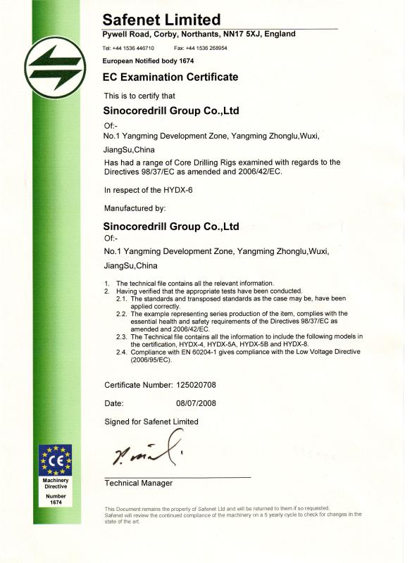 CE - Jiangsu Sinocoredrill Exploration Equipment Co., Ltd