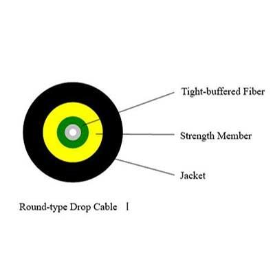 China 1F FTTH Drop Cable Round Type 2.5mm / 3.0mm Optical Fiber Drop Cable for sale