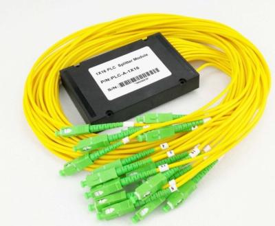 China 100 * 80 * 10mm 1 X 16 SM Fiber Optic PLC Splitter ABS Box 2.0mm Dia LSZH Material for sale