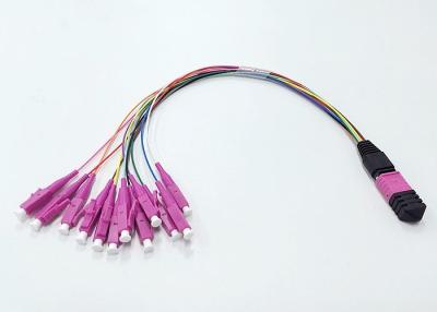 China MPO Female To LC Simplex MPO Breakout Cable Multimode OM4 Fiber For Military for sale