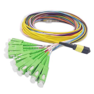 China MPO - colores de la base 12 del cable 12 del Fanout del SC SX MPO con los conectores a una cara en venta