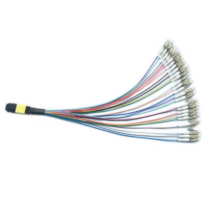 China Multimode Fiber Optic Breakout Cable MPO / PC To LC / UPC Harness 0.9mm Hytrel For LGX Cassette for sale
