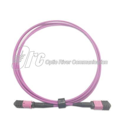 China 40G 100G OM4 MPO TO MPO Optical Jumper Patch Cord 12 Core for sale