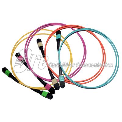 China Multimode Aqua OM3 MPO Patch Cable OFNP LSZH Sheath for sale