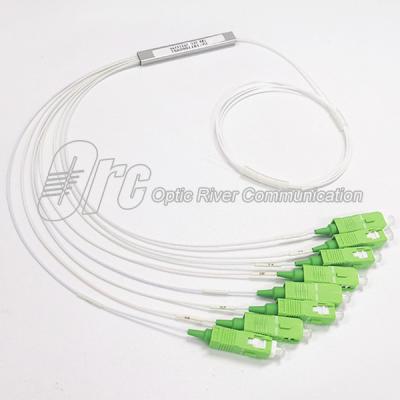China G657A1 1x8 Fiber Optic PLC Splitter With Green SC Connectors for sale