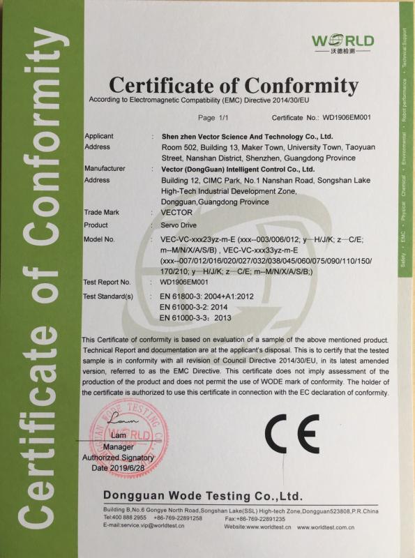 CE - ShenZhen Vector Technology Co., Ltd.