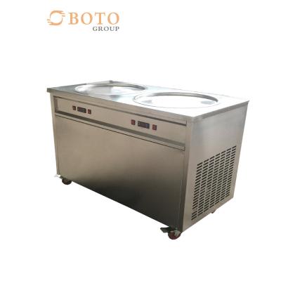China Commercial Ice Cream Frying Machine With 2 Flat Pans For Sale for sale