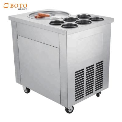 China Frozen Commercial Ice Cream Frying Machine With 2 Flat Pans And Imported Compressor Stainless Steel Fried Ice Cream Roll for sale