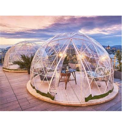 China Outdoors 6m geodesic pressure snow sand wind geo hotel luxury transparent camping glamping dome tent with bathroom resort for sale