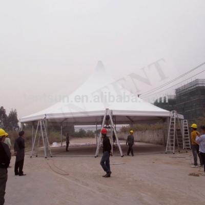 Китай Fireproof and UV against special tent with 1/2 decagon tent at the end for outdoor part продается