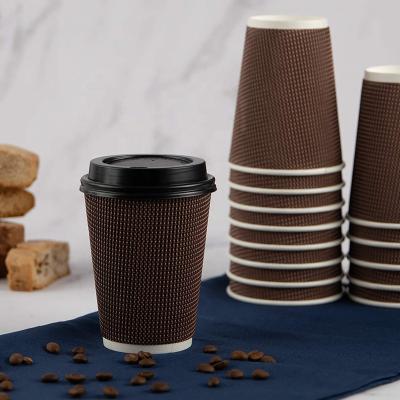 China Disposable Double Walled Hot Cups Coffee Hot Tea Drinks Paper Cup Coffee Mug With Lid for sale