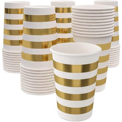 China Customized Printed Disposable Gold Plating Paper Cup Coffee Single Wall Paper Cup Packaging Small Coffee Disposable Paper Cups for sale