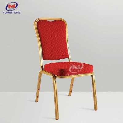 China Iron Gold Red Hotel Banquet Chair Furniture Molded Foam Square Back Design for sale