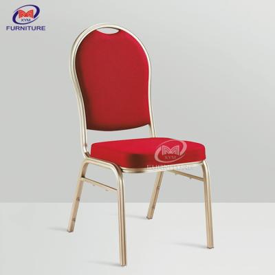 China Iron Gold Red Banquet Chairs Molded Foam Round Back Banquet Chairs for sale