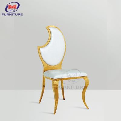 China Luxury Hotel Restaurant Wedding Banquet Event High Back Chair Gold Stainless Steel for sale