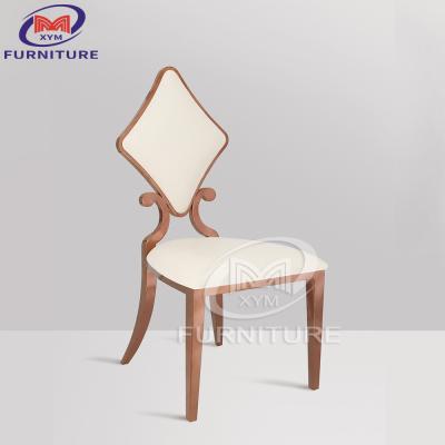 China Stainless Steel Banquet Wedding Chair Rose Gold Diamond Back Hotel for sale