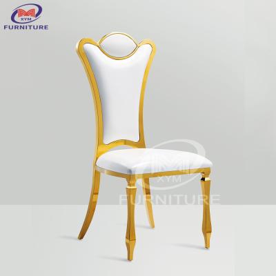 China High End Hotel Banquet Chair , Gold High Back Stainless Steel Wedding Event Chairs for sale